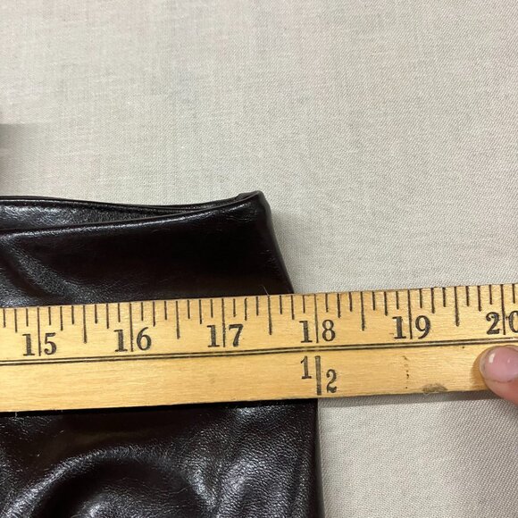 NWT A New Day Women's 14 Brown Faux Leather Midi Skirt Slit Front Side Zip - Picture 12 of 13